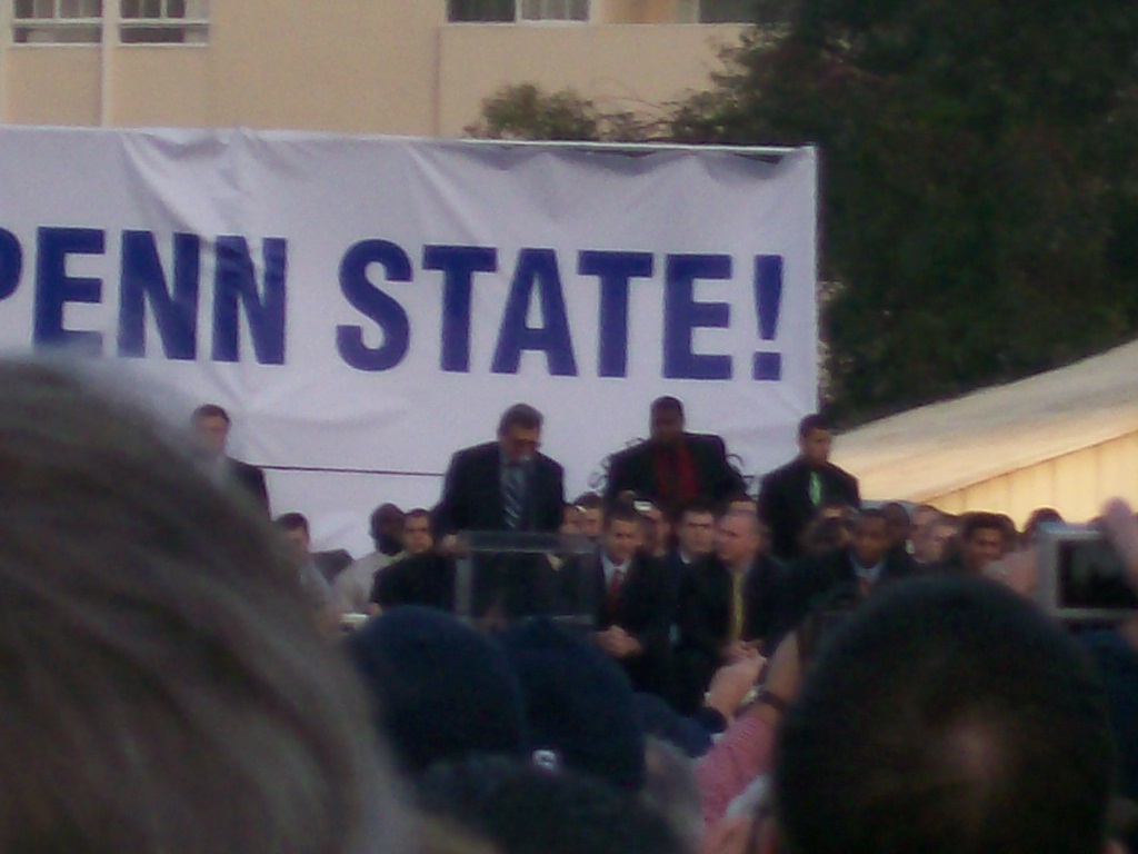 Joe Paterno speaking at the pep rally