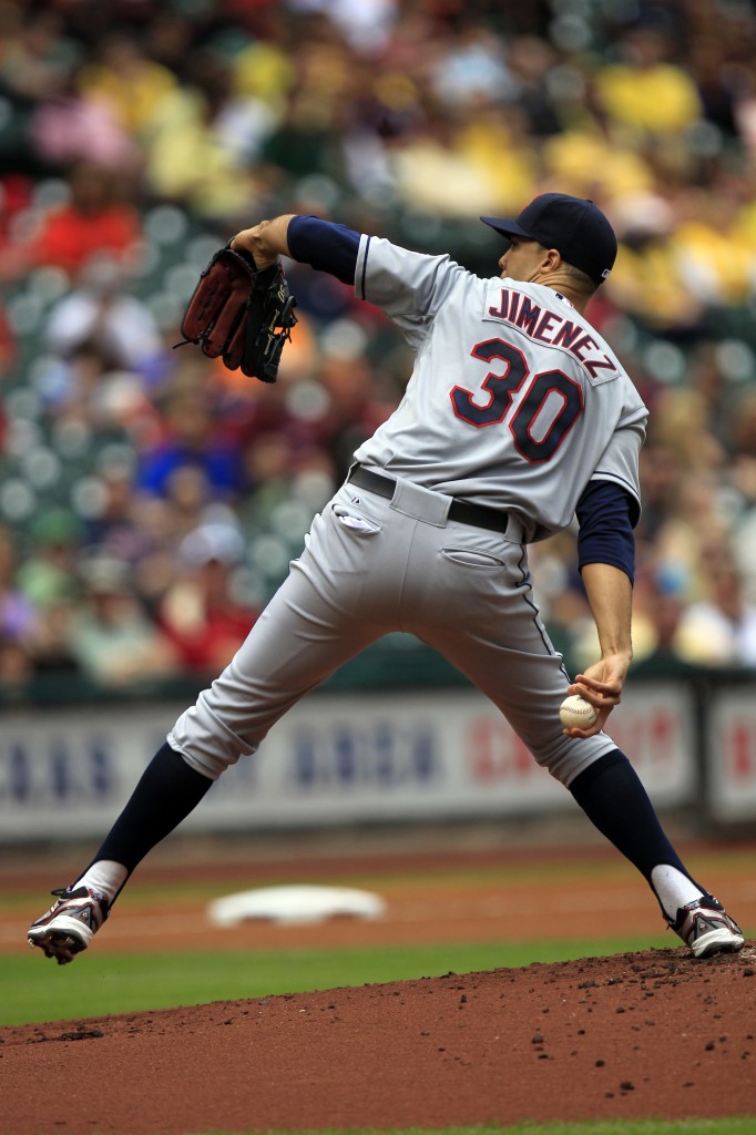 Cleveland Indians starting pitcher Ubaldo Jimenez (30) pitches against the Houston Astros in the first inning at Minute Maid Park. (Photo by Thomas Campbell-USA TODAY) Sports