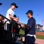 Fiorito signs autographs prior to Wednesday night's game. 