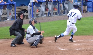 Rigby watches his HR leave the stadium. 