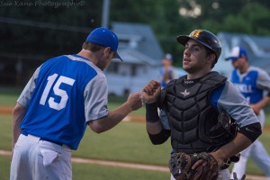Latona (right) earned NYCBL Hitter of the Week honors for the second consecutive week. (Photo by Sue Kane @skane51) 
