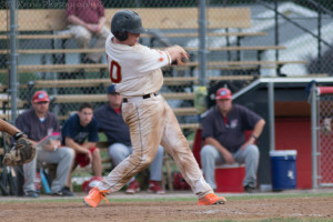 Chris Burns has six RBI in two playoff games. (Photo by Sue Kane @skane51)