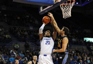 Moss (23) notched career highs with 25 points and 13 rebounds. (Photo by Yusong Shi)