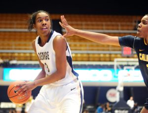 Caira Washington poured in 23 for GW. (Photo by Evan Habeeb-USA TODAY Sports)