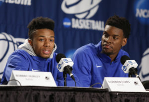 Evans (left) and Ford (right) lead UB into its first NCAA Tournament appearance. (Photo by Joe Maiorana-USA TODAY Sports)