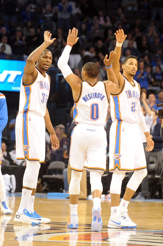  There is very little chance the Thunder will be shaking up their roster next season — the luxuries of having Kevin Durant and Russell Westbrook. (Photo: Mark D. Smith-USA TODAY Sports)