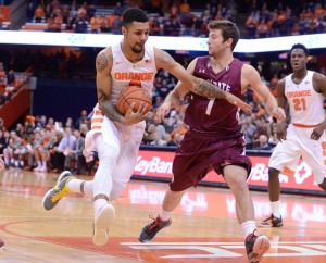 Tillotson (1) stands third among all players with 17.3 points per contest and second with 6.0 assists per game. He has 1,170 points in his career, and is just 19 away from 1,000 in his time at Colgate in his third season with the Raiders. (Photo: Mark Konezny-USA TODAY Sports)