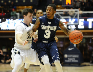 Wyche knocked down a 3-pointer from the right wing with 23 seconds left in regulation time to give Saint Peter’s a 57-52 lead. (Photo: Brad Mills-USA TODAY Sports)