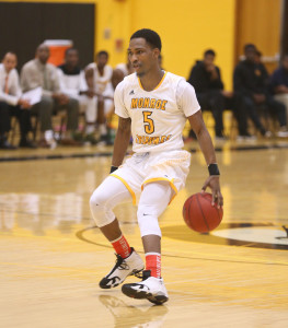 Dykweil Bryan scored eight of his ten points in the final moments of Saturday's NJCAA District II Division II Championship. (Photo courtesy of Monroe CC Athletics)