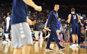 Jay Wright looks on during practice day prior to the 2016 NCAA Men's Final Four at NRG Stadium. (Photo: Bob Donnan-USA TODAY Sports)