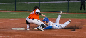 Shane Martin is safe at second with a stolen base as Ben Martin tries to apply the tag. (Photo: SUE KANE)