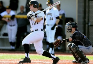 Johnny Ricotta connected on his second home run of the season as MCC swept a pair from Jefferson CC. (Photo courtesy of Monroe CC Athletics)