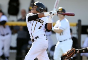 Connor Lewis went 4-for-5 with six RBI in the game two win. (Photo courtesy of Monroe CC Athletics)