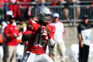 J.T. Barrett, Ohio State’s all-time leader with 60 touchdown passes in just 22 career starts, has been outstanding through five games, accounting for 19 TDs (15 passing, 4 rushing) while completing 79-of-123 passes for 981 yards. (Photo: Joe Maiorana-USA TODAY Sports)
