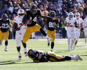 Desmond King (14) has started all eight games at cornerback in 2016 and has 46 career starts. This season he has recorded 26 solo tackles and 15 assists, leads Iowa with six pass break-ups, and had a 41-yard interception return for a touchdown in a win at Purdue..  (Photo: Reese Strickland-USA TODAY Sports)