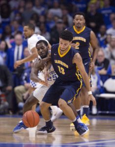 Isaiah Reese (13) came off the bench and scored a career-high 22 points in 34 minutes of play after going 7-for-11 from the field, 3-for-5 from 3-point land and 5-for-6 from the free-throw line. He also dished out four assists and grabbed two rebounds as the Griffs’ earned just their sixth win in the Reilly Center with a 106-101 overtime victory. (Photo : Mark Zerof-USA TODAY Sports)