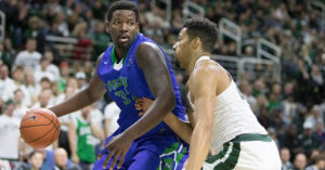 Antravious Simmons finished with his third career double-double in the loss. (Photo courtesy of FGCU Athletics). 
