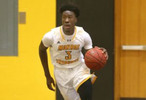 Holden Redparth scored 12 points and handed out four assists. Monroe CC defeated Lackawanna College, 91-79. (Photo courtesy of Monroe CC Athletics). 