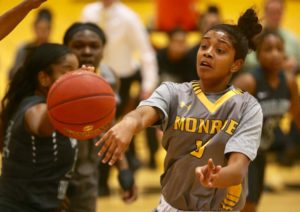 MCC's Lady Tribunes finished with 20 assists on 27 made field goals in defeating ASA College, 79-46 in the finals of the 24th annual Pete Pavia Memorial Scholarship Tournament. (Photo courtesy of Monroe CC Athletics)