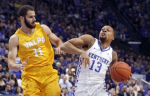 Kentucky Wildcats guard Isaiah Briscoe (13) goes to the basket against Valparaiso Crusaders guard Shane Hammink (11) in the first half at Rupp Arena. (Photo: Mark Zerof-USA TODAY Sports)