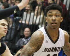 Adams was 7-12 from the field (3-6 from three-point range) and 14-17 at the free throw line in matching his career best of 31 points. The double-double was the third of his career and first this season. (Photo courtesy of St. Bonaventure Athletic Communications)