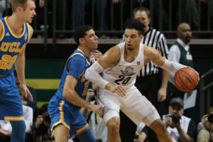Dillon Brooks (24) began his week on Wednesday with a then season-high 23 points, including the game-winning three pointer with 0.8 seconds left to knock off No. 2 UCLA, 89-87. The momentum carried over to Friday's 84-61 win over No. 22 USC as Brooks scored a season-best 28 points in just 24 minutes on 9-of-10 from the field, including a perfect 4-of-4 from behind the arc. (Photo: Scott Olmos-USA TODAY Sports)
