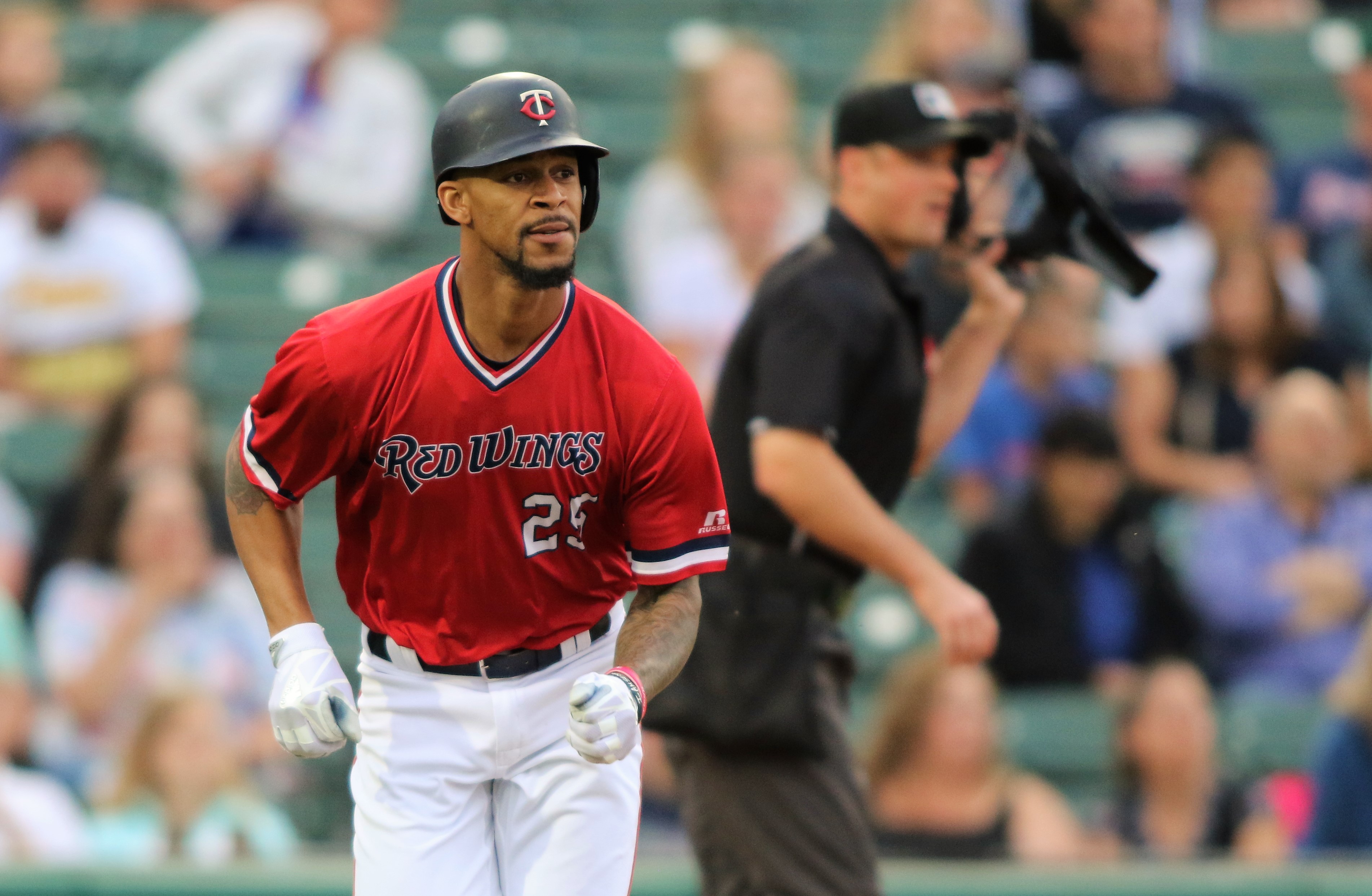 September 17, 2023: Rochester Red Wings players celebrate around