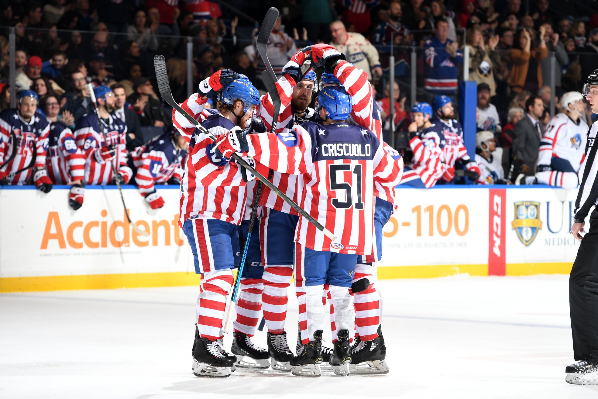 AHL - Not sure what's more impressive: Victor Olofsson's hat trick in a 7-1  Rochester Americans win or these incredible jerseys.